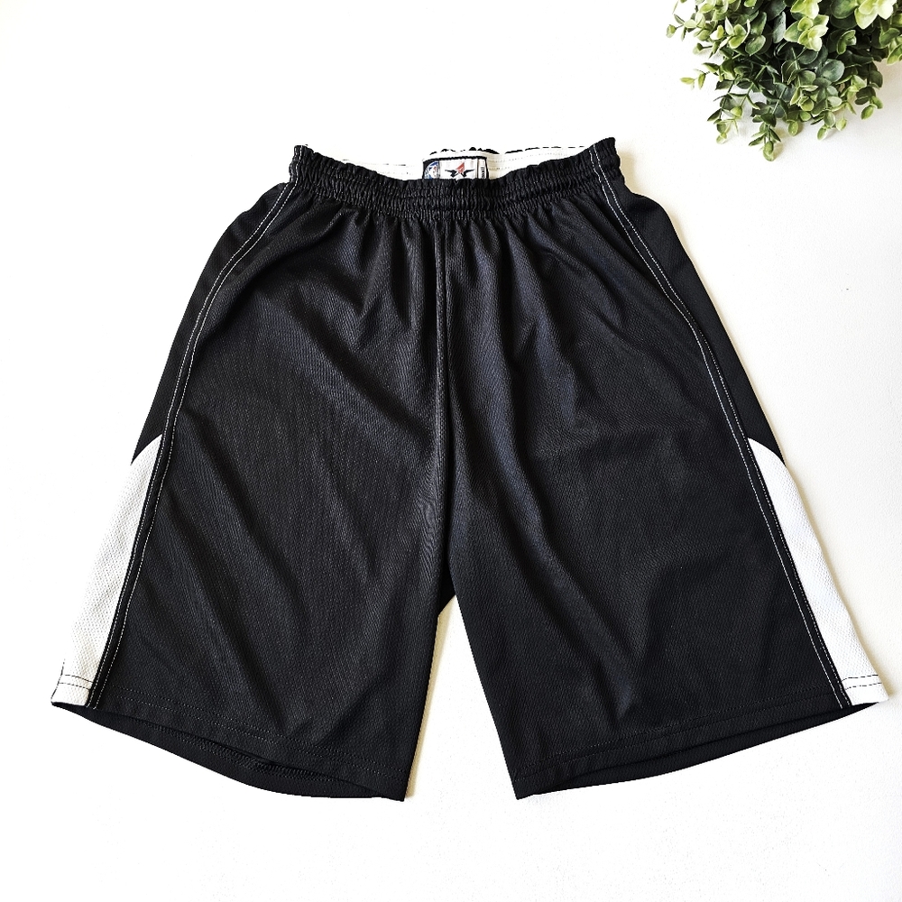 Alleson Athletic NBA Basketball Shorts Black White Mesh Youth Small Boys